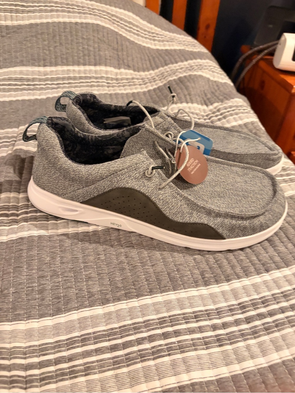 NWT Hey Dudes Men's Size 14 Casual Grey Knit Lace-Up Shoes